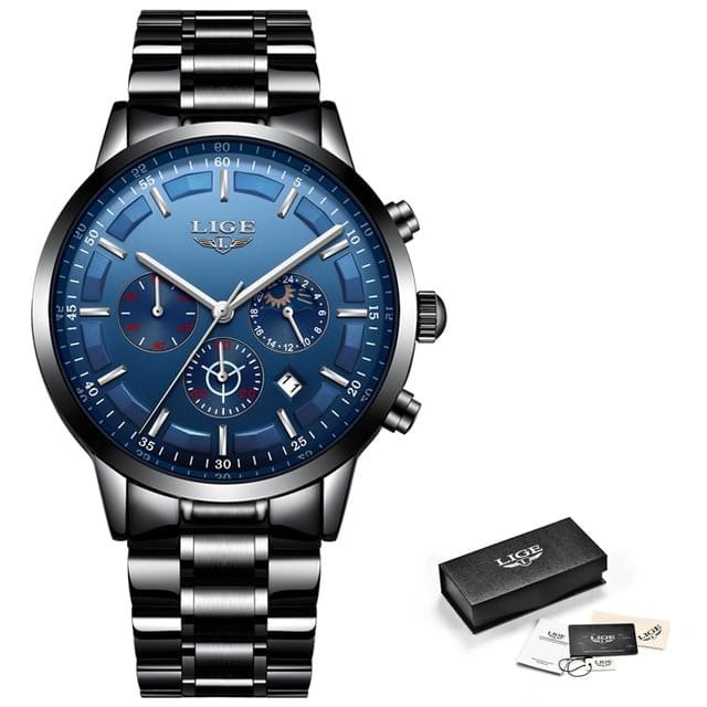 Reloj LIGE Deportivo de Lujo para Hombre, Resistente al Agua