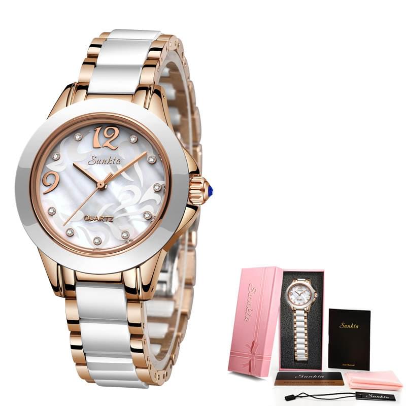 Reloj de Cerámica Elegante para Mujer - SUNKTA, Estilo y Durabilidad