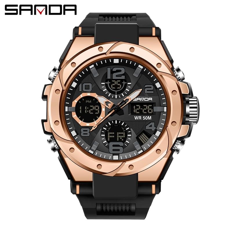SANDA Reloj Deportivo Militar para Hombre, Doble Pantalla