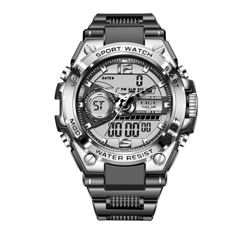 LIGE Reloj Electrónico Doble Pantalla, Luminoso y Resistente al Agua