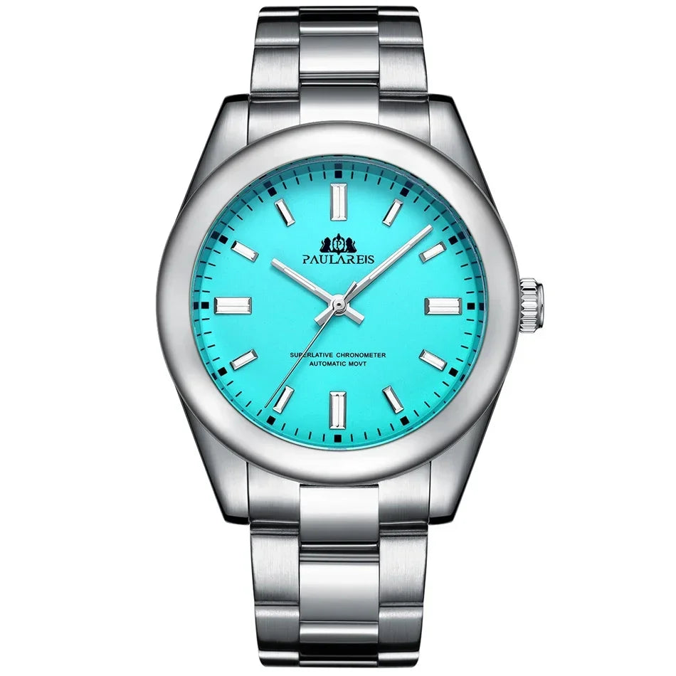 Reloj Mecánico Automático para Hombre – Acero Inoxidable Arcoíris 41mm - vista de detalle