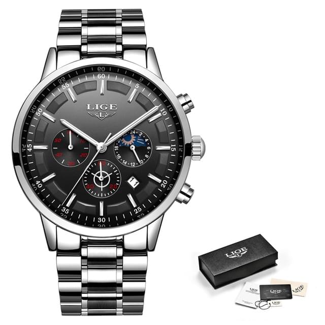 Reloj LIGE Deportivo de Lujo para Hombre, Resistente al Agua
