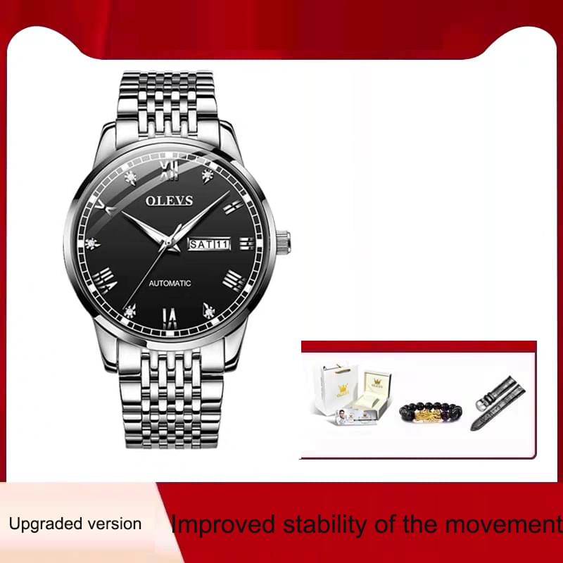Reloj Mecánico Automático para Hombre, Correa de Acero y Luz Nocturna