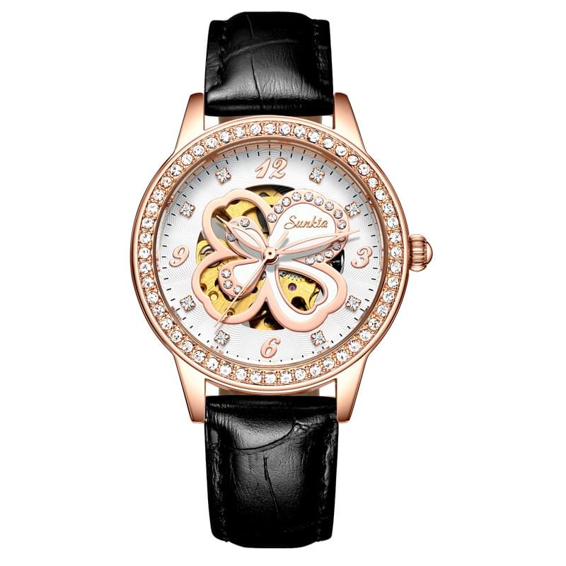 SUNKTA Reloj de Cuarzo para Mujer, Oro Rosa y Resistente al Agua