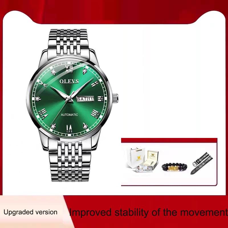 Reloj Mecánico Automático para Hombre, Correa de Acero y Luz Nocturna