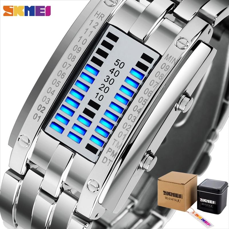 SKMEI 0953 – Reloj Digital Deportivo para Mujer con Correa de Acero