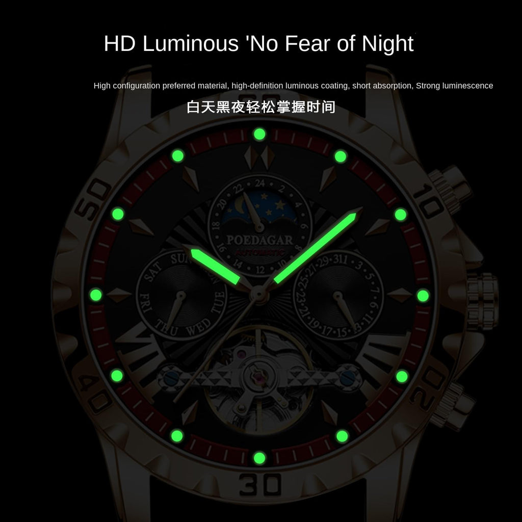 Reloj Mecánico Automático Berdagar para Hombre, Cristal de Zafiro y Fondo Transparente