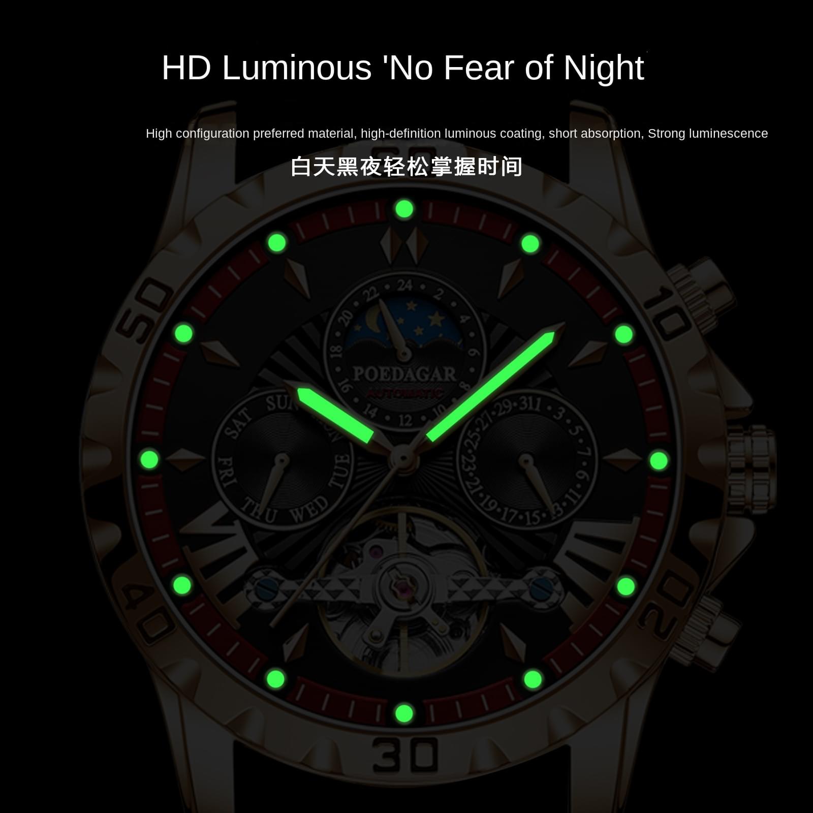 Reloj Mecánico Automático Berdagar para Hombre, Cristal de Zafiro y Fondo Transparente