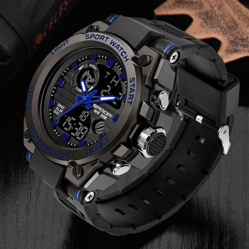 SANDA 739 Reloj Militar Deportivo para Hombre, Doble Pantalla