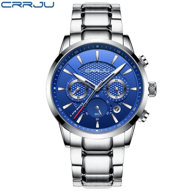 CRRJU – Reloj de Lujo para Hombre con Cronógrafo y Correa de Acero
