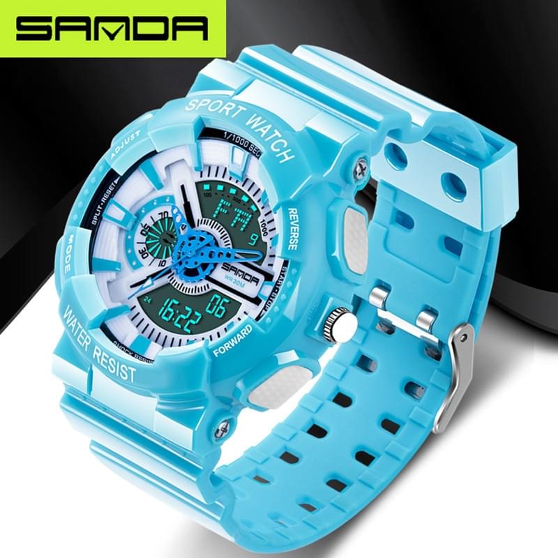 SANDA – Reloj Digital Militar Deportivo para Hombre con Correa de Goma