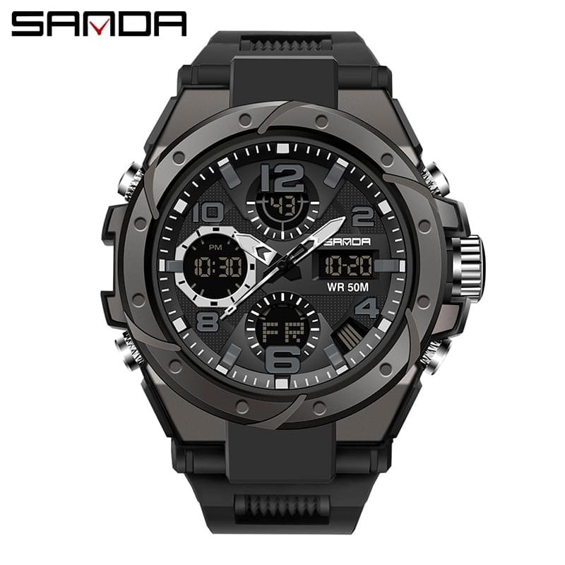 SANDA Reloj Deportivo Militar para Hombre, Doble Pantalla