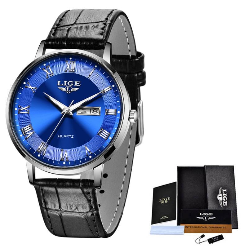 LIGE Reloj Ultra Delgado para Mujer, Doble Calendario y Correa de Malla Milanesa