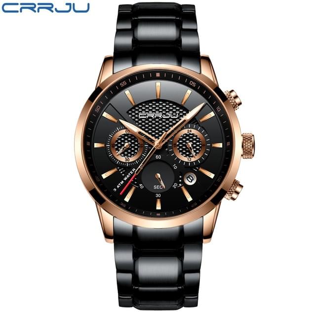 CRRJU – Reloj de Lujo para Hombre con Cronógrafo y Correa de Acero
