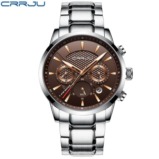 CRRJU – Reloj de Lujo para Hombre con Cronógrafo y Correa de Acero