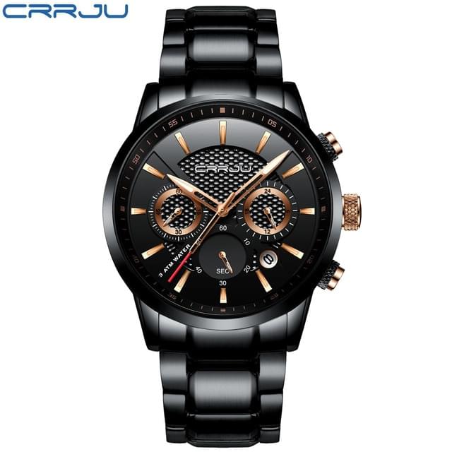 CRRJU – Reloj de Lujo para Hombre con Cronógrafo y Correa de Acero