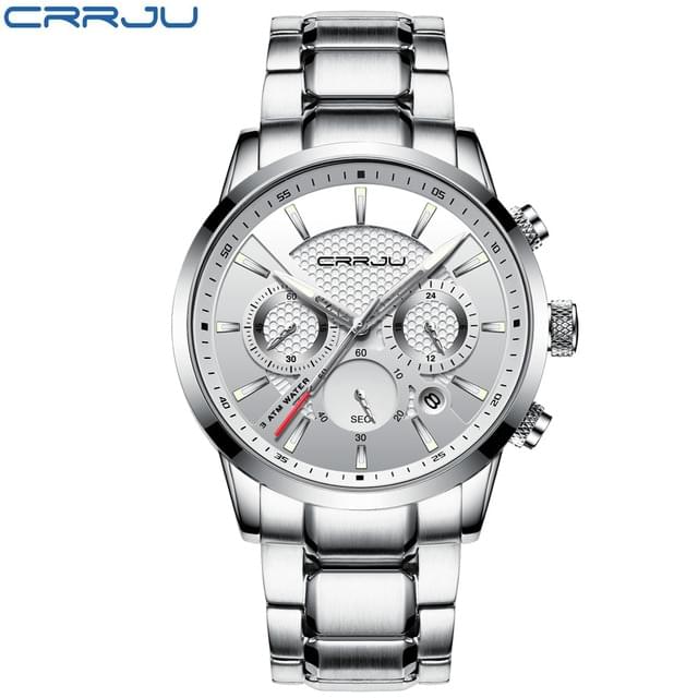 CRRJU – Reloj de Lujo para Hombre con Cronógrafo y Correa de Acero