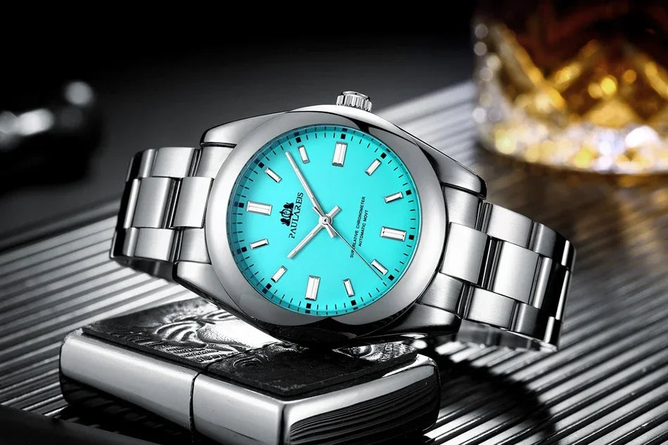 Reloj Mecánico Automático para Hombre – Acero Inoxidable Arcoíris 41mm
