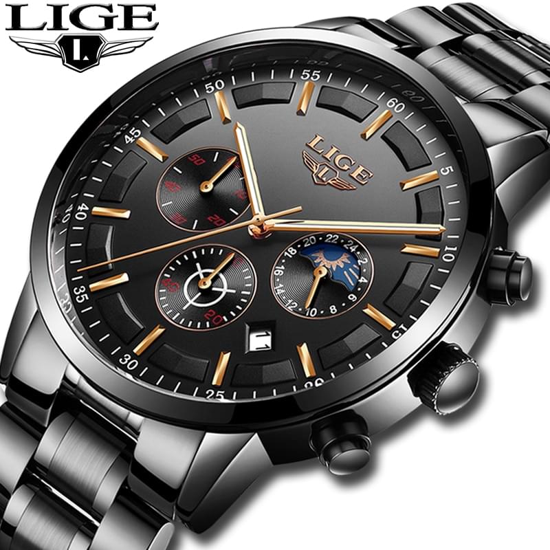 Reloj LIGE Deportivo de Lujo para Hombre, Resistente al Agua