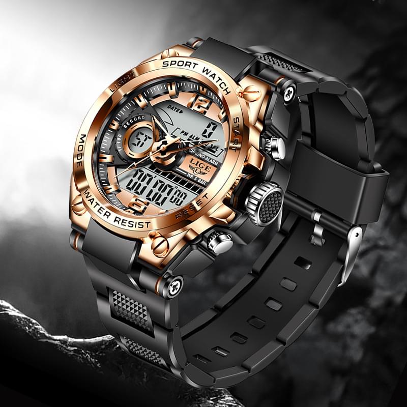 LIGE Reloj Electrónico Doble Pantalla, Luminoso y Resistente al Agua
