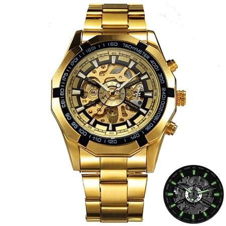 T-WINNER Reloj Mecánico Automático Esqueleto para Hombre, Estilo Vintage
