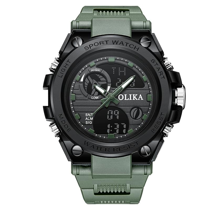 Reloj Electrónico Doble Pantalla para Hombre, Resistente al Agua y Luz Nocturna
