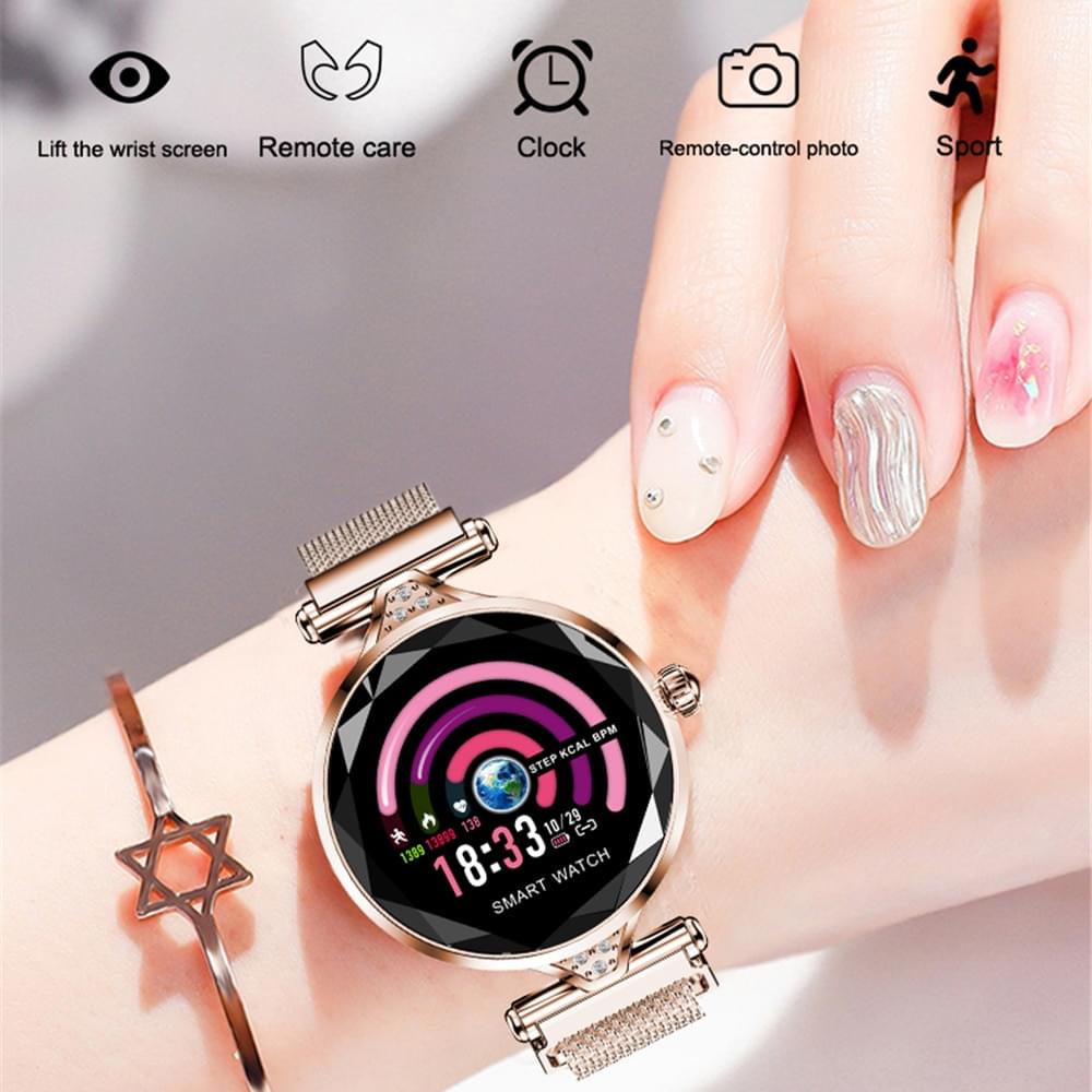H1 Pulsera Inteligente para Mujer con Pantalla a Color y Diamantes