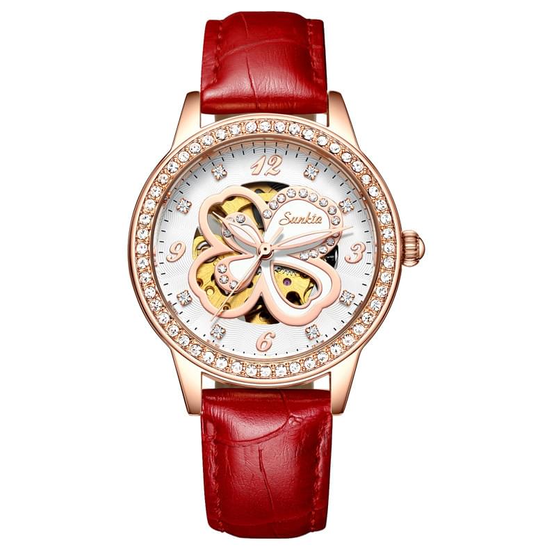 SUNKTA Reloj de Cuarzo para Mujer, Oro Rosa y Resistente al Agua