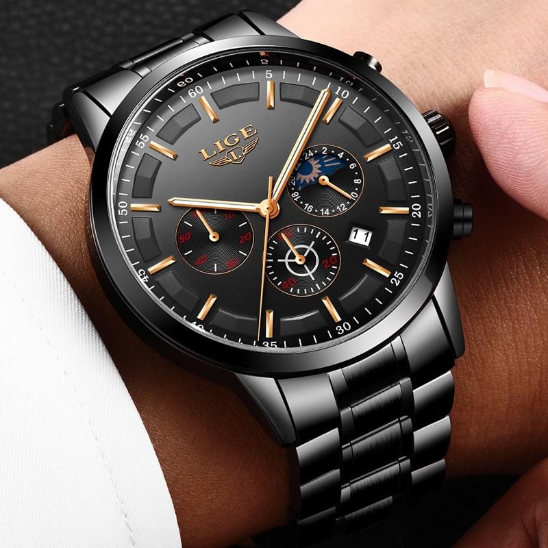 Reloj LIGE Deportivo de Lujo para Hombre, Resistente al Agua